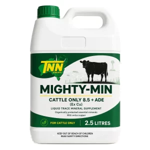 Mighty-Min Cattle Only 8.5 AD&E 2.5 litre front label — TNN Australia