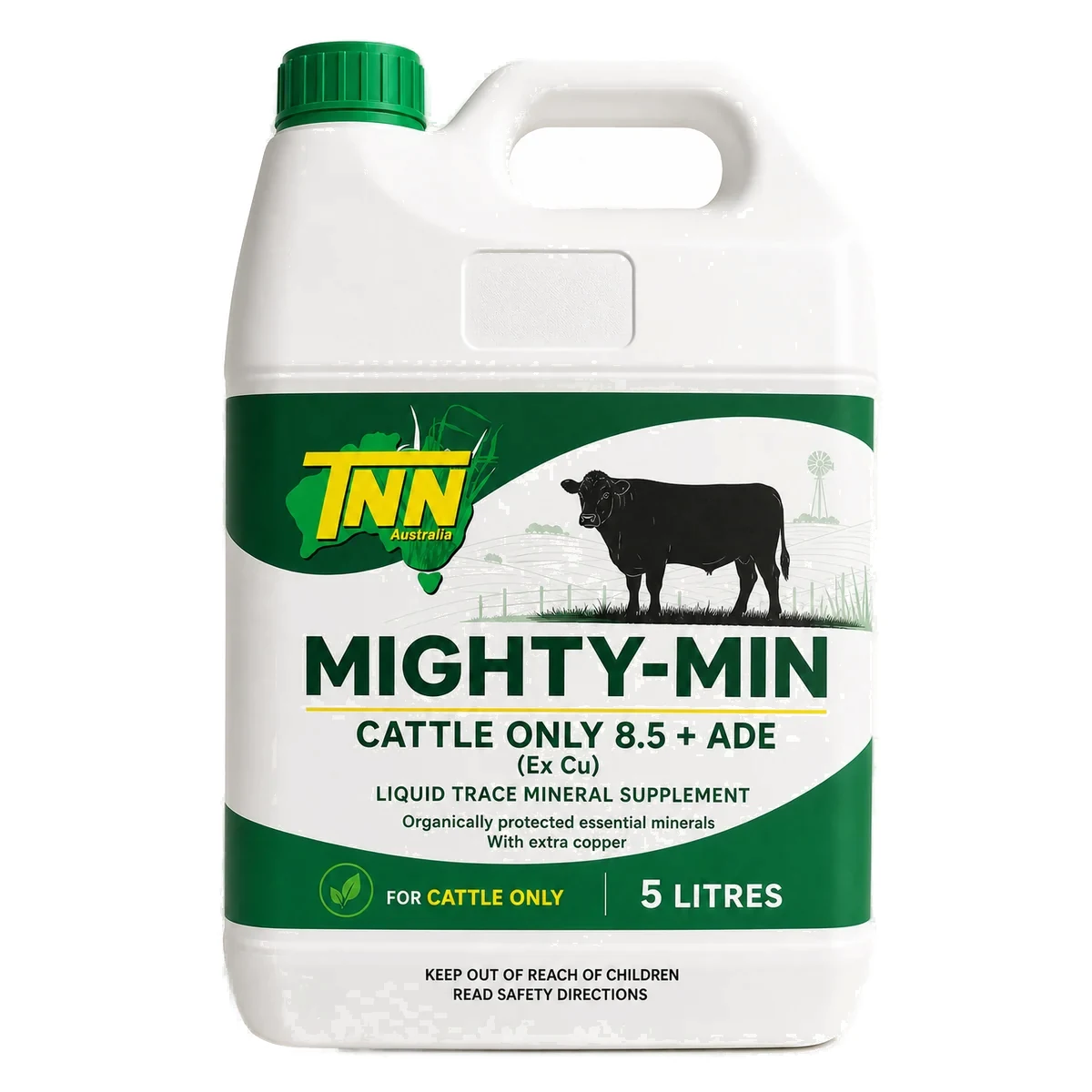 Mighty-Min Cattle Only 8.5 AD&E 5 litre front label — TNN Australia