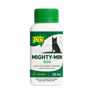Mighty-Min Dog 30ml front label — TNN Australia