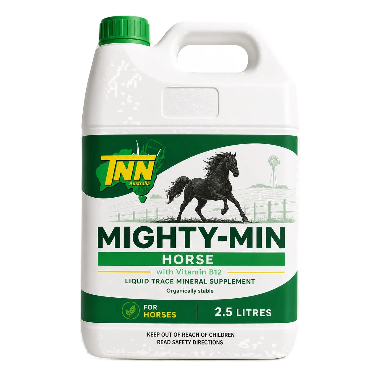 Mighty-Min Horse 2.5 litre front label — TNN Australia