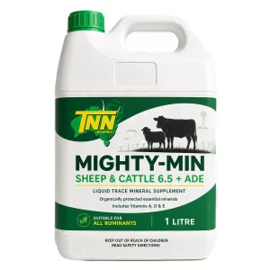 Mighty-Min Sheep Cattle 6.5 AD&E 1 litre front label — TNN Australia
